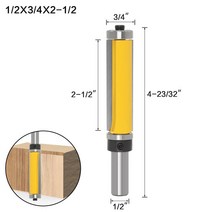 1개 1/2 "12.7MM 12MM 생크 밀링 커터 목재 조각 플러시 트림 라우터 비트 상단 및 하단 베어링-1-1/2, 03 03
