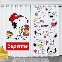 SUPREME 슈프림 스누피 커튼 가리개 제작 맞춤 거실 작은방 커텐