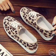 도오빠 여성 스니커즈 운동화 캔버스화 프린팅 호피무늬 레오파드 여자스니커즈 발편한 통굽 슈즈