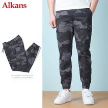 알칸스 남성용 밴딩 조거팬츠 스판 카고바지 카모 면바지 B16
