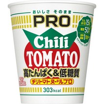 닛신 컵누들 칠리토마토 라멘 PRO 고단백 저당질 1일분 식이섬유 74gX12개 당질15., 닛신 칠리토마토