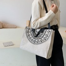 간단한 토트 백 예술적 기질 숄더백 핸드백면 및 린넨 쇼핑백의 대용량 국가 스타일 휴대용 한국어 버전