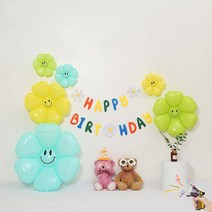 [피앤비유니티] 마카롱 스마일데이지 생일세트 8종, 08)마카롱 스마일데이지 생일세트-블루톤