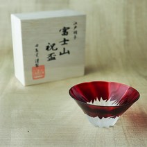 니혼슈 됫박 사케 사케잔 컵 글라스 나무 술잔 우드 술 됏박, 레드 싱글 컵 우드 케이스 (순풍육운)