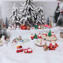 크리스마스 ﻿미니어처 산타 썰매 눈사람 사슴 펭귄 북극곰 인형 장식 인테리어 소품, 펭귄그린