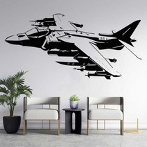 호커 Siddeley 해리어 AV-8 VTOL 파이터 군사 아카데미 하이틴 키즈 무기 팬 홈 침실 장식 비닐 벽 전사 무늬 벽화, 119x57cm, No.14 Yellow