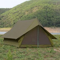 PADDY아웃도어 캠핑 빈티지 텐트 2인 캠핑 방비 오두막형 A자 텐트 옥스퍼드, 녹색