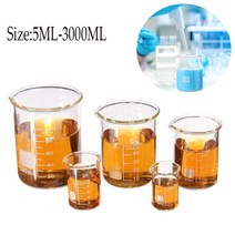 파이렉스 유리 비커 붕규산염 GG-17 눈금 화학 메스 3000ml-5ml, 02 10ml