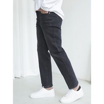 남자 레직기 일자핏 스판 블랙 데님 팬츠