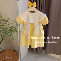 PigPug 여자 어린이 22 여름옷 여자 아기 달콤하고 귀여운 인형 칼라 여자 어린이 유행 반팔 치마 유행