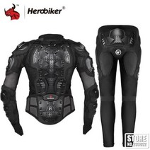 레이싱자켓 HEROBIKER남녀 공용 오토바이 재킷 크로스 인듀로 레이싱 보호 장비 풀 바디 아머, MC1001-MP1004 BK+XL