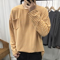 인스타일 7컬러 입술넥 루즈핏 스트라이프 남자 오버핏 긴팔티