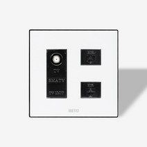 베토 화이트 콘센트커버 사각 CATV+8P+8P