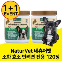 2개 NaturVet 네츄어벳 프로바이오틱스 소화 효소 반려견 전용 츄어블 120 정