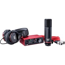 Focusrite 스칼렛 솔로 스튜디오 3세대 USB 오디오 인터페이스 붐 스탠드 포함 XLR 케이블 및 팝 필터 번들 (4개 품목)