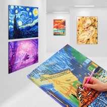 [도매큐] DIY 캔버스형 취미 보석십자수 명화그리기 3040, 1)보석십자수30*40(AT03)