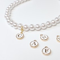 페티코티 심플이니셜 강아지진주목걸이 반려견 고양이 이름표 네임택, K