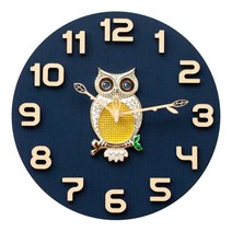 우드그레인 하우렛 벽시계 무소음 인테리어 벽걸이시계 그레이 네이비 지름 30cm 무게 500g, 네이비무드