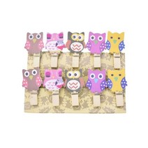 미니 내츄럴 나무 사진 클립 크리스마스 눈사람 오리 심장 올빼미 모양의 Clothespin 공예 장식 Pegs, 17-owl