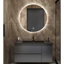 세면대수납장 세면대하부장 욕실수납함 인테리어 거울, 0.6m 그레이 스마트 원형 거울