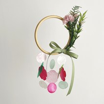[호유즈] 호유즈꽃집 카네이션 리스 자개모빌 DIY-KIT_핑크(S), 핑크(S)