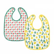 이케아 마트브로 턱받이 과일 채소 무늬 그린 옐로 2개 204.269.26, bib