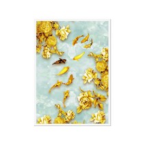 (완제품 액자) 더윤 캔버스 풍수액자 시리즈 풍수에 좋은 황금잉어 해바라기 호랑이 사슴 황금나비 복 그림 액자, 화이트A1(594x841mm)