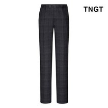 TNGT 딥그레이 데이텀 핏 체크 울라이크 수트 팬츠