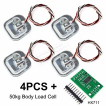 센서 모듈 부품 4pcs 50kg 인간 규모 로드셀 무게 센서 + hx711 광고 모듈 바디 로드셀 무게 압력 센서 측정 도구, hx711 광고가 있는 4개