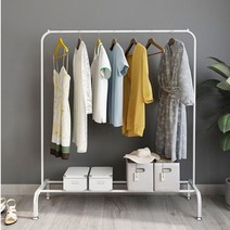 튼튼한 화이트 이동형 스틸 금속 행거 옷방 헹거 휑가, 단품