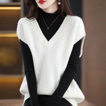 여성조끼 베스트가을/겨울 신제품 여성 니트 조끼 v넥 단색 박쥐 셔츠 루즈한 올 매치 민소매 상의