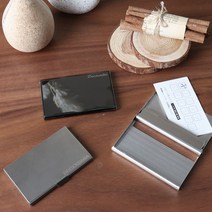 데코와바 이니셜각인 메탈 남자 명함케이스, 무광실버