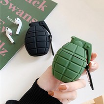 에어팟 1/2 차이팟 특이한 수류탄 실리콘 케이스 고리 카라비너 키링 세트 악세사리, 블랙수류탄, WAP267