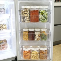 [실리쿡] 냉동실문짝용기세트(원터치 냉장고용기 사각 1300ml 3개 + 사각 1000ml, 상세 설명 참조, 상세 설명 참조