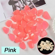 25/50/100pcs 어두운 정원에서 빛나는 산책로에 대 한 인공 자갈 광선 바위 정원 경로 파티오 잔디 마당 장식 돌, 50pcs, Pink, Pink
