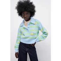 ZARA 자라 봄 소녀 로맨틱 플라워 자수 니트 여 04331020050 4331020