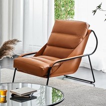 1인소파 싱글 소파 라이트 럭셔리 레저 의자 디자이너 레이지 안락 거실 정품 가죽 이, Orange Technology Le