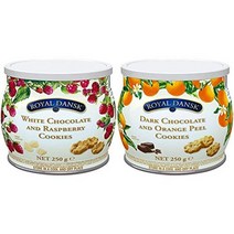 ROYAL DANSK 화이트 초코&라즈베리 쿠키 250g&다크 초콜릿&오렌지 필 쿠키 250g, 화이트초코라즈베리250g 다크초코오렌지필 25개