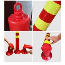 주차금지 고무 볼라드 탄성 도로 차량 이동 충돌 방지, 플라스틱 경고 포스트 73cm(나사 포함)