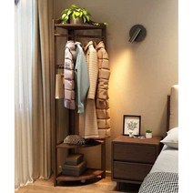 모서리 스탠드 행거 원목 옷걸이 틈새 헹거 미니 코너, 코너옷걸이 천연목색