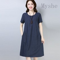 Myshe 반팔 원피스 BRSwu7AN59ts01, 네이비