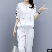 가바바 여성 빅사이즈 트레이닝복 세트 멋스러운 후드 아노락 스타일의 여름 트레이닝복 세트 G52277