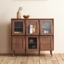 레트로 플랩도어 6문 수납장, 오크