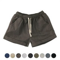 인기무배상품린넨 팬츠 마바지 시원한 3부 여자 롤업 소재 밑단