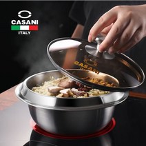 까사니 IH 통3중 스텐 가마솥, 실버 + 블랙, 20cm