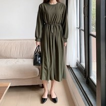 리엘라 / 주름피 긴팔 롱 원피스