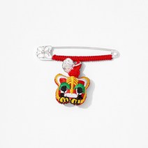 브로치 핀 부토니에 선물 S925 스털링 실버 브로치 자수 호랑이 머리 장수 잠금 핀 빨간 밧줄 짠 코사지 임산부 외출 펜던트