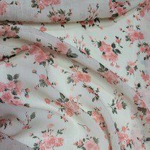 요루쉬폰 꽃무늬천 블라우스 의류원단 150대폭 베이지 엘사플라워 핫딜