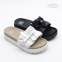 [에피소드블랑] 여성 레더 러플 에나멜 슬리퍼 4.2cm