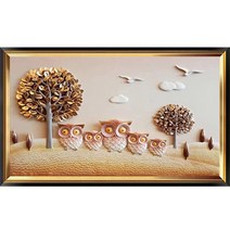 히여 화야 보석십자수 DIY 패키지 재물 부엉이, 1개, 가족부엉이 D-056